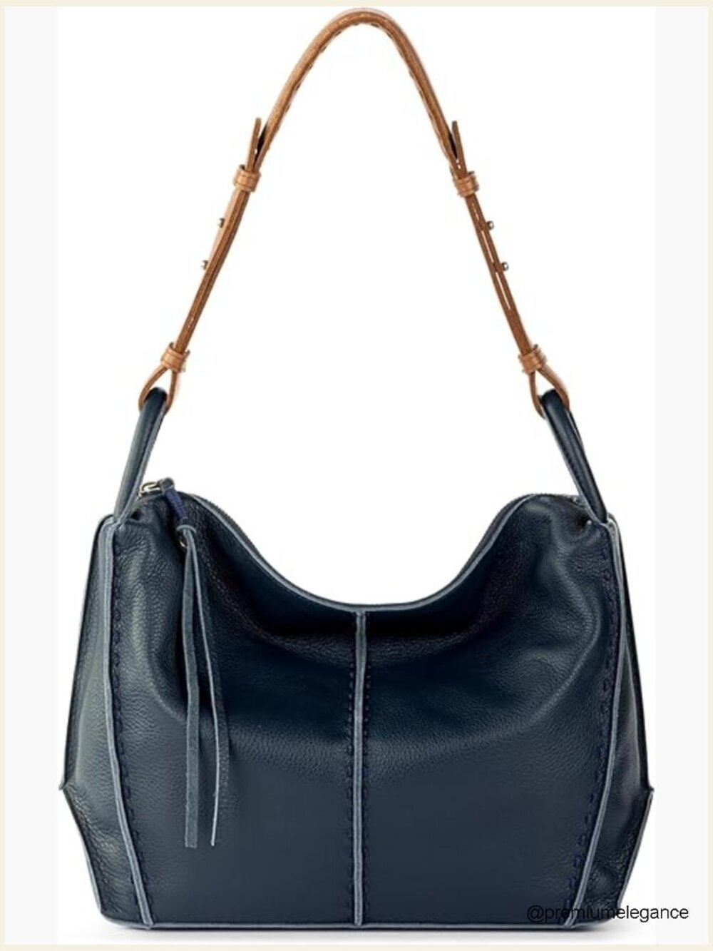 Large Leather Hobo Purse with Zipper Pocket - Everyday & Travel Bag